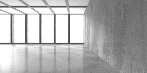 Dark Concrete Wall Architecture. Empty Room
