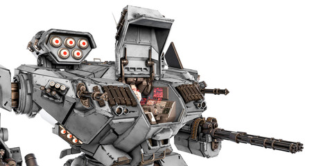 xtreme war machine with hatchdoor open in white background