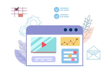 Building website project as programming homepage process Vector illustration concepts for website and mobile website development Abstract design work activity and web elements layout