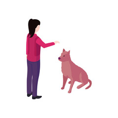 Woman Commands Dog Composition