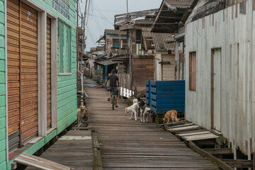 Casas no bairro Baitac&atilde;o no Laranjal do Jari, Amap&aacute;, Brasil, Amaz&ocirc;nia. 