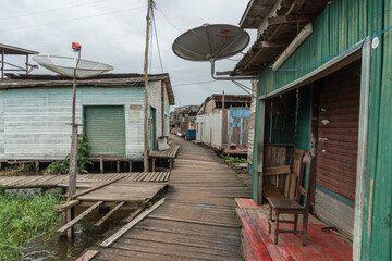 Casas no bairro Baitac&atilde;o no Laranjal do Jari, Amap&aacute;, Brasil, Amaz&ocirc;nia. 
