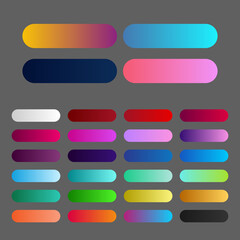 Icon set multi colored button in flat style. Easy editable vector isolated illustration.
