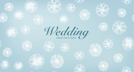 Wedding invitation. Flowers pattern Hand-drawn. Vector.