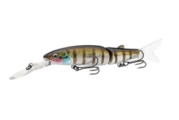 Wobbler with hooks for fishing as bait for fish, which is used for spinning. Fishing tackle for a fisherman.