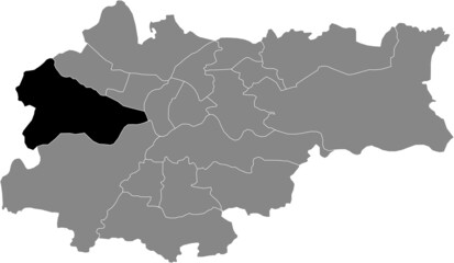 Obraz premium Black location map of the Krakovian Zwierzyniec district inside the Polish regional capital city of Krakow, Poland