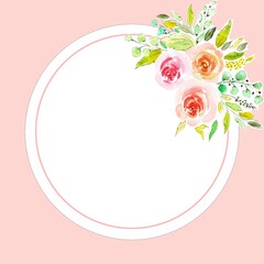 Floral banners, template cards. Watercolor hand drawing illustration, floral background