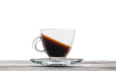 Cup of coffee illustrating weird liquid level an effect of the fundamental forces interaction