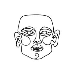 abstract portrait of a woman in a modern linear style. One line drawing style. vector illustration