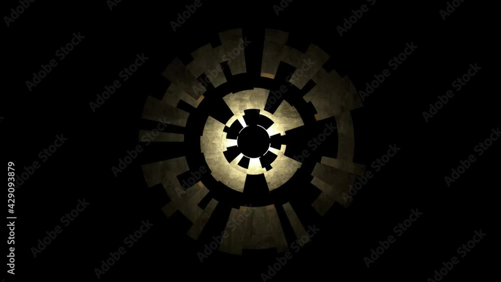 Poster rotating circular rendering animation in cyberpunk style. loops completely. video footage for editin