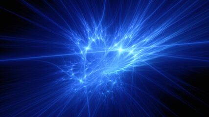 Abstract background, smooth multicolored lines on a black background.