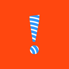 exclamation mark texture of curved lines in white and blue on orange background for party, editable vector