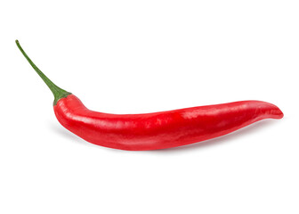 Red hot chili pepper isolated on white background with clipping path