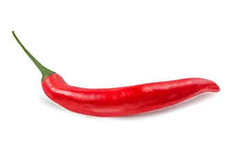 Keuken spatwand met foto Red hot chili pepper isolated on white background with clipping path © Ekaterina