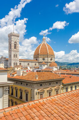 Fototapeta premium Palazzo Vecchio and Cathedral of Santa Maria del Fiore (Duomo), Florence, Italy