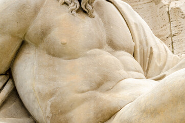 Fontana del Moro in Piazza Navona, Famous square filled with fountains in the heart of Rome, capital of Italy