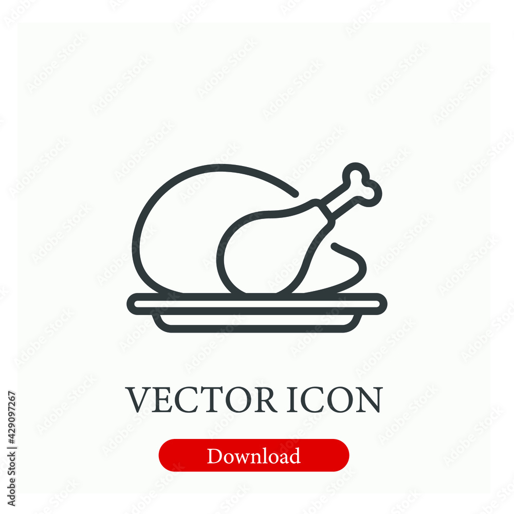 Poster chicken meat vector icon. editable stroke. linear style sign for use on web design and mobile apps, 