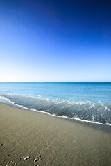 Pristine clear morning on empty Turtle Beach, Sarasota, Florida along the Gulf of Mexico.