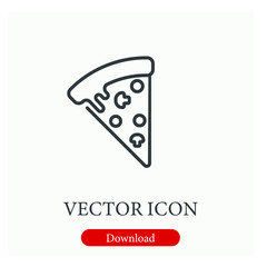 Pizza slice vector icon.  Editable stroke. Linear style sign for use on web design and mobile apps, logo. Symbol illustration. Pixel vector graphics - Vector