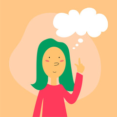 Girl thinking and pointing