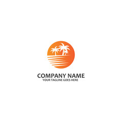 simple sun and river free icon design vector logo