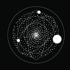 An abstract orb composed of dots and particles. Vector illustration of a sphere. © local_doctor