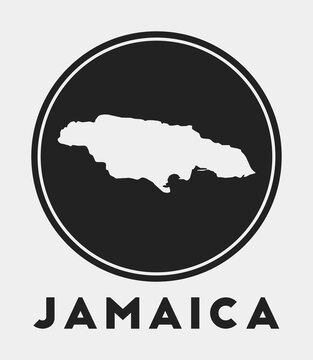 Jamaica icon. Round logo with country map and title. Stylish Jamaica badge with map. Vector illustration.