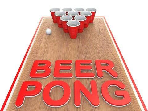 Beer Pong Text With Plastic Cups 3D