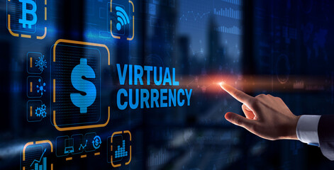 Virtual Currency Exchange Investment concept. Financial Technology Background