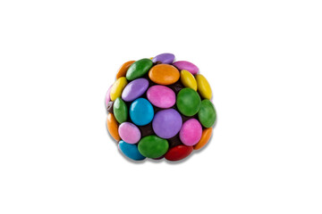 brigadier with colorful chocolate balls isolated on white background