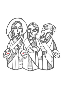 Jesus Christ and disciples at Emaus