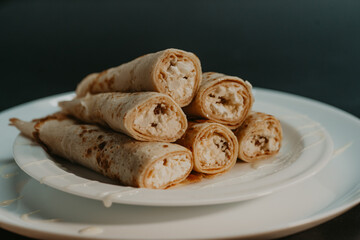 homemade pancakes with different fillings