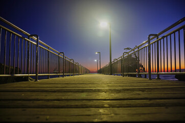 Bridge at night in Istanbul Turkey.