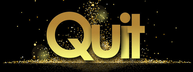 Quit in golden stars and black background