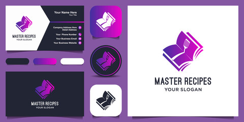 book and spatula logo, and business card