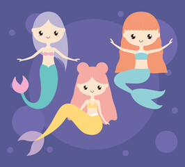 three beautiful mermaids