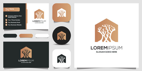 tree house logo design and business card