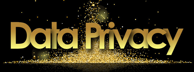 Data privacy in golden stars and black background