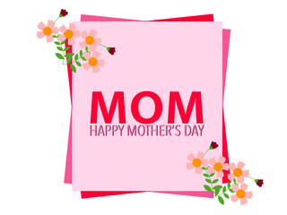 Pink banner with Happy Mother's Day sign, on a white background