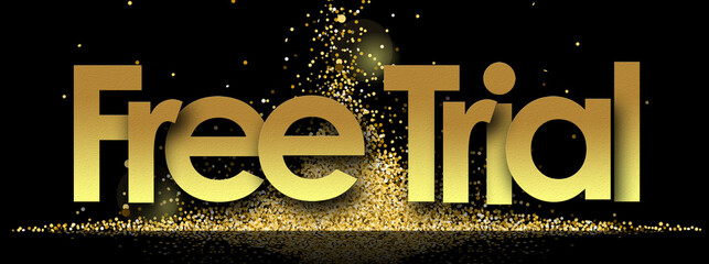 Free Trial in golden stars and black background