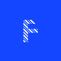 logo icon letter F, editable vector diagonal lines