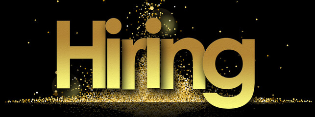 Hiring in golden stars and black background