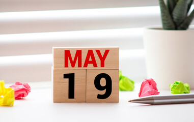 May 19 - May 19th - Beautiful spring - the most positive season of the year - White blocks with date and May symbols
