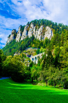 Semmering railway with surrounding mountain scenery