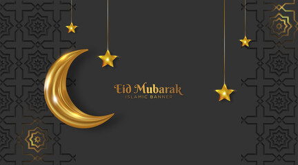 elegant eid mubarak islamic background with crescent moon © Deden