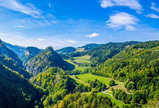 mountain scenery surrounding Semmering railway in Austria