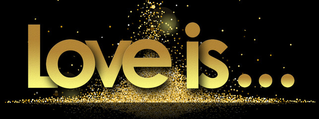 love is… in golden stars and black background