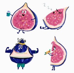 Figs illustration. Funny figs character - 429109271