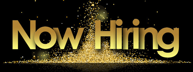 Now hiring in golden stars and black background