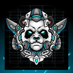 Panda head robot mascot.  esport logo design © REYYARTS